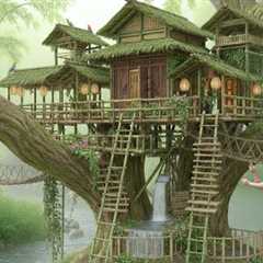 Jungle Survival Skills - Build a House with Fresh Bamboo - Avoid wild animals