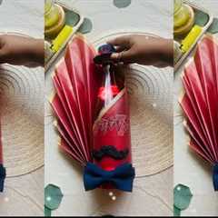 Gift Wrap Wine Bottle Decor| DIY| Holiday Gift Ideas