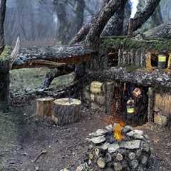 30 Days SOLO SURVIVAL CAMPING In RAIN; Building Warm BUSHCRAFT SHELTERS - Fishing. FULL VIDEO