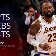 LeBron James 17 pts 6 rebs 8 asts vs Jazz 25/26 season