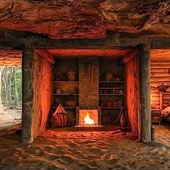 Building a Warm and Cozy Dugout on Cliff for Survival. Bushcraft, Survival