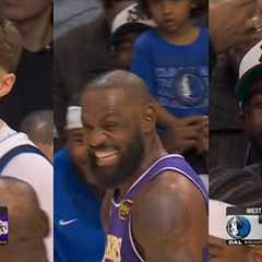 LeBron James joking with Kyrie Irving had Cooper Flagg and Mavs bench laughing 😂