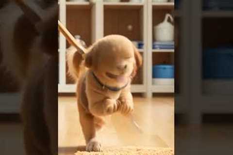 Funny puppy | How to Train a dog to sweep