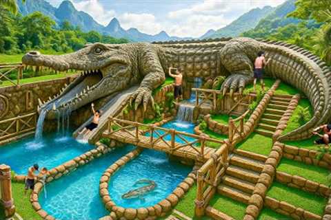 365 Days Building a Massive Crocodile House with an Underground Pool Using Primitive Tools