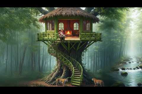 Full Video Jungle Survival Skills - Build a Tree House with Bamboo to Avoid Wild Animals