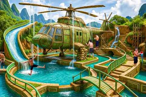 90 Days Building an Underground Helicopter House with Underground Swimming Pool Using Primitive Tool