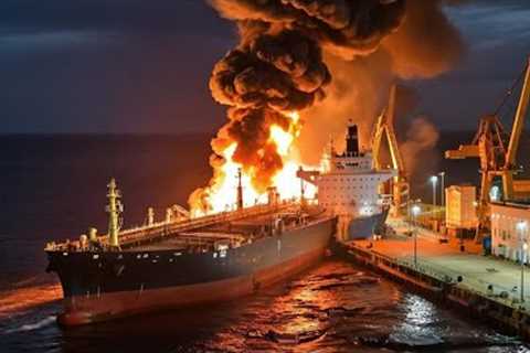 RUSSIANS ARE WATCHING IN FEAR AS A TANKER CATCHES FIRE FOLLOWING A UKRAINIAN ATTACK IN THE BLACK SEA