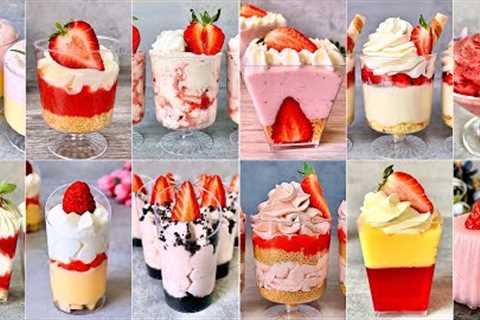 15 Quick and Easy NO BAKE Strawberry Dessert Cups Recipes. Easy and Yummy strawberry dessert ideas.