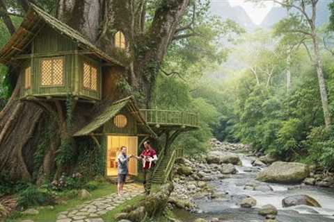 Survival Skills in the Forest Building a Tree House with Bamboo - Meeting the Forest People