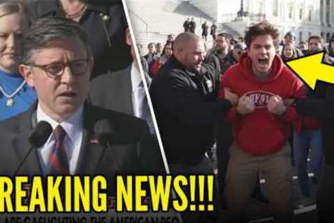 Mike Johnson GETS HECKLED LIVE in DISASTER Press Conference