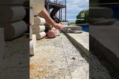 laying it DOWN 😤😤 #pool #landscaping #masonry #pavers