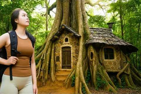 Unbelievable Survival Skills - Building a Safe and Cozy Bushcraft Shelter inside an Ancient Tree