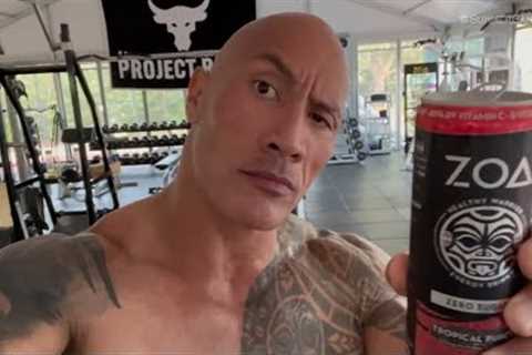 The Rock shows his drink and does the eyebrow raise 🤨🥤