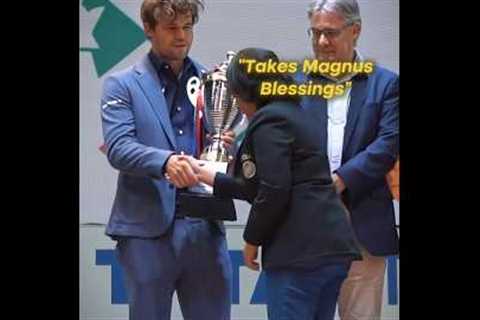Magnus Carlsen’s Proud Reaction to Dristy’s Gesture ☺️ #magnuscarlsen #respect #chess #ytshorts
