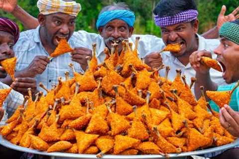 FRIED CHICKEN SAMOSA | Crispy Samosa Recipe Cooking in Village | Chicken Recipe | Indian Street Food