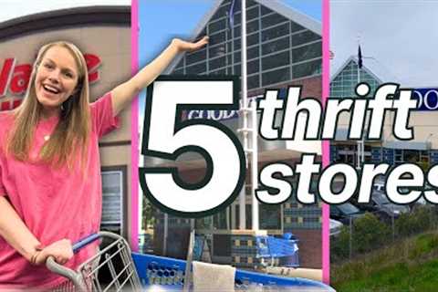 Thrifting at 5 Different Thrift Stores!