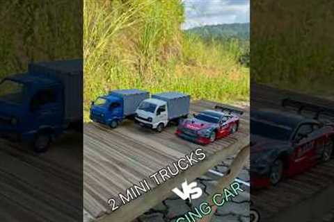 RC Power Jump Battle - 2 Mini  Trucks vs Racing Car!🚀