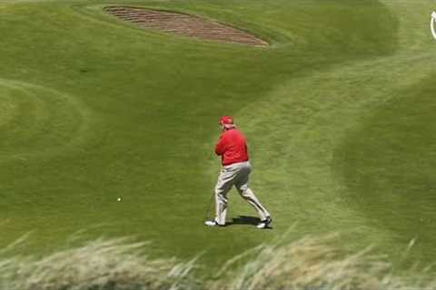 Trump struggles to get golf ball uphill at Doonbeg golf course