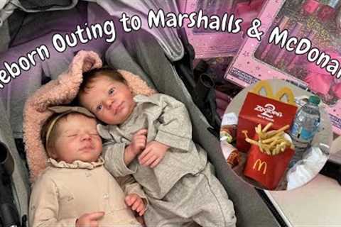 Reborn Twins Outing at Marshalls &amp; McDonalds! | Realistic Baby Dolls Shopping and Haul! 