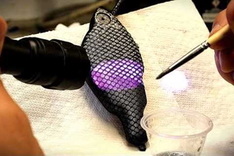 Applying 100s of UV Resin Scales by Hand to a Fishing Lure