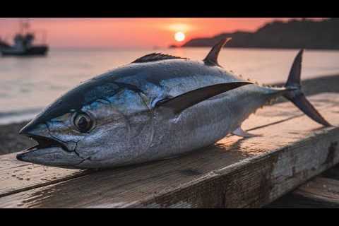 Great skills cutting fresh yellowfin tuna at Jembatan Puri fish market, Sorong city 🔥🔪🔥