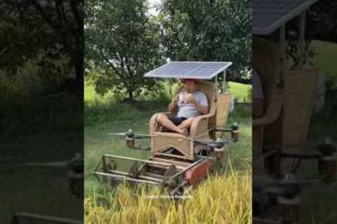 Imaginary Solar-Powered Drone Combine Harvester 🌞🚁 | Future Rice Farming Innovation
