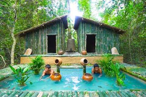 Build The Most Beautiful Bamboo Villa Swimming Pool by Ancient Skills