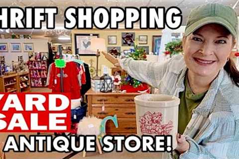 OH WHAT A $5 FIND! Thrift Store Shopping + INSANE Vintage &amp; Antique Haul! Thrift With Me Home..