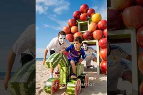 Ronaldo and his Son Scares Messi’s Son and Steal his Cow Excavator