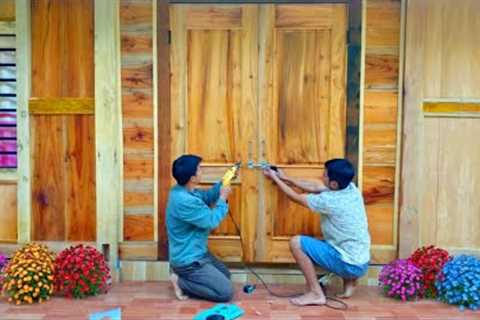 After 2 days of struggling, DAU &amp; PHIN completed a super beautiful wooden main door