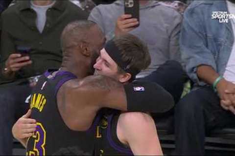 LeBron James CELEBRATES Austin Reaves' 4-point play vs. Jazz | NBA on ESPN