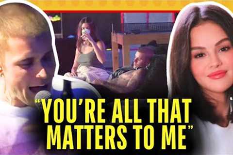 Justin Bieber whispers Selena, looks at his tattoo of her, then sings Daisies &amp; Hailey saw it..