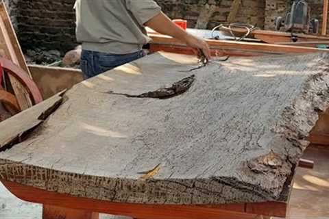 The Incredible Transformation: Turning a Hard Driftwood Slab into a Unique, High-Value Desk