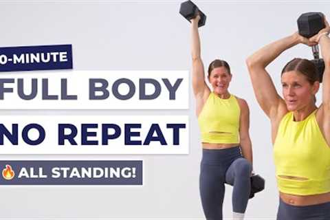 20-Minute Full Body Dumbbell Workout | All Standing, No Repeats!
