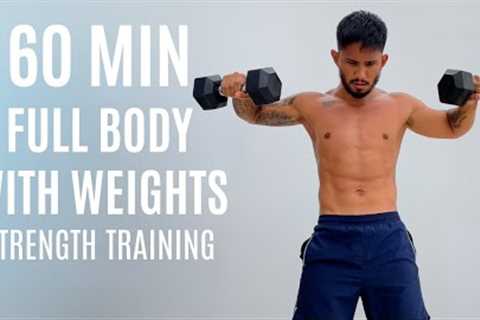 60 MIN FULL BODY DUMBBELL WORKOUT | Beginner–Intermediate Strength &amp; Fat Burn (No Repeats)