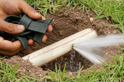 Use a piece of motorcycle inner tube rubber to repair a leaking water pipe