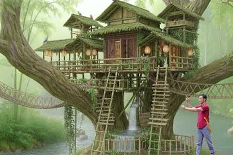 Jungle Survival Skills - Build a House with Fresh Bamboo - Avoid wild animals