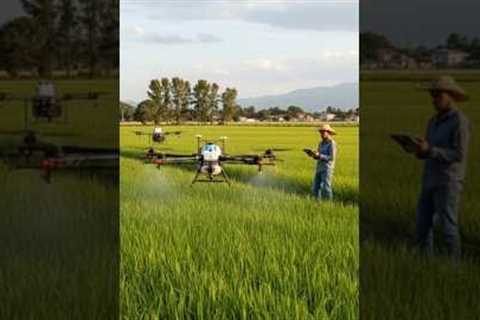 Agriculture Drone Spraying in Rice Field | Modern Farming Technology