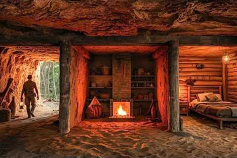 Building a Warm and Cozy Dugout on Cliff for Survival. Bushcraft, Survival