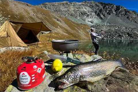 Solo Camping and Fishing at a Remote Mountain Lake | Catch &amp; Cook
