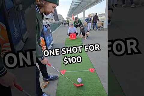 One shot for $100 in the Bucketgolf street golf hole in one shot challenge