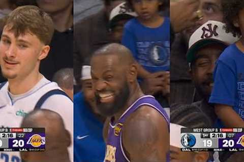 LeBron James joking with Kyrie Irving had Cooper Flagg and Mavs bench laughing 😂