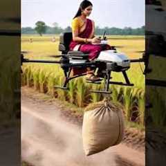 #Farmer Girl Uses Advanced Drone to Lift Crop Bags Modern Agriculture Technology #2025