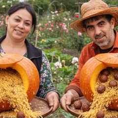 This Food Is Trending on Social Media! Pilaf and Meatballs in a Pumpkin