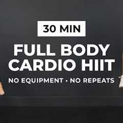 30 Min FULL BODY CARDIO HIIT | No Equipment, No Repeats