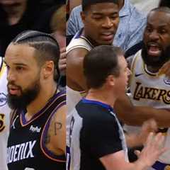 LeBron James gets SO HEATED after Dillon Brooks hit the ball at him 😳