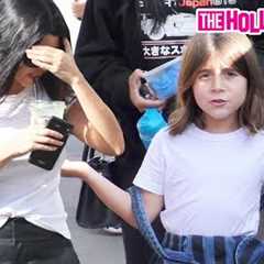 Kourtney Kardashian's Kids Give Paparazzi A Hard Time While Leaving Lunch In West Hollywood