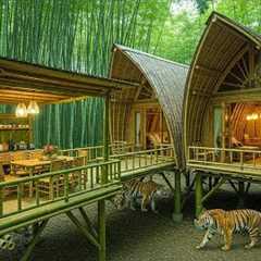 Man builds Bamboo house to avoid Wild Animals - Survival from start to finish