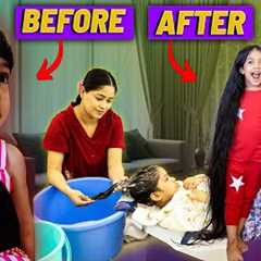 I Applied Few Drops Of This & Got Massive Hairgrowth 😱 Full Hairwash Haircare Demo of kids..