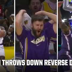 LEBRON JAMES THROWS DOWN REVERSE SLAM OFF THE LUKA DIME 😱 | NBA on ESPN